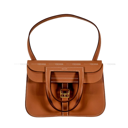 HERMES Shoulder bag Halzan mini Gold Veau Swift Gold HW Stamp W[BRAND NEW][Authentic]