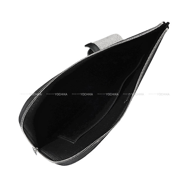 2024SS HERMES Pouch cargo pocket zip with Airpods case Noir (Black)/Ecru Toile/Veau Swift Silver HW Stamp W[EXCELLENT][Authentic]