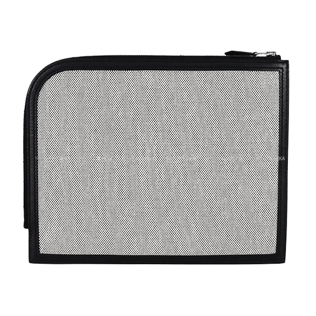 2024SS HERMES Pouch cargo pocket zip with Airpods case Noir (Black)/Ecru Toile/Veau Swift Silver HW Stamp W[EXCELLENT][Authentic]