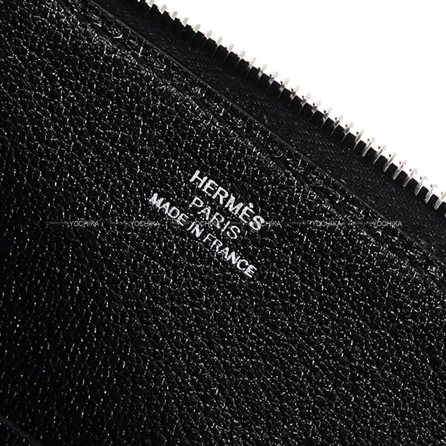 2024SS HERMES Pouch cargo pocket zip with Airpods case Noir (Black)/Ecru Toile/Veau Swift Silver HW Stamp W[EXCELLENT][Authentic]