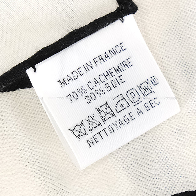 [Pre-loved] HERMES scarf Tatouages Marins Bandana Blanc (White)/Noir (Black) Cashmere70% / Silk30%[LIKE NEW][Authentic]