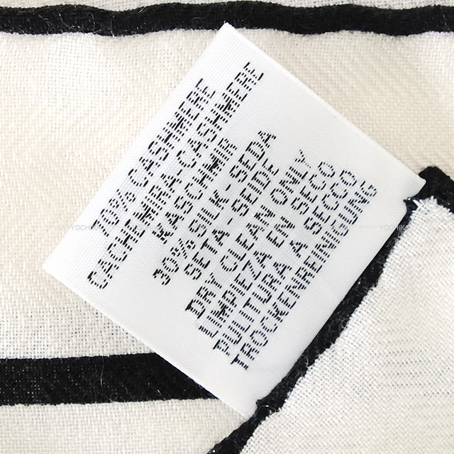 [Pre-loved] HERMES scarf Tatouages Marins Bandana Blanc (White)/Noir (Black) Cashmere70% / Silk30%[LIKE NEW][Authentic]