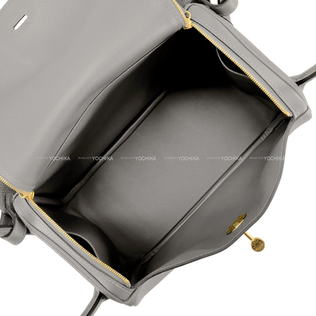 HERMES Shoulder bag Lindy 26 Gris Meyer Evercolor Gold HW Stamp W[EXCELLENT][Authentic]