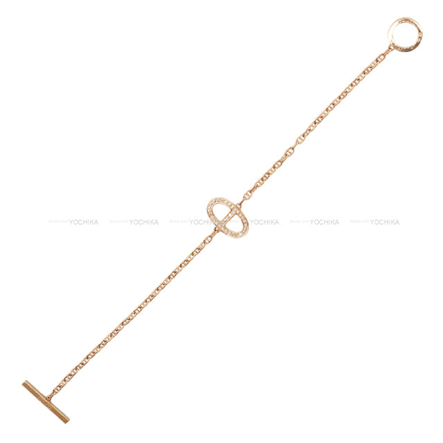 [Pre-loved] HERMES bracelet Chaine D'ancre Contour #ST Pink Gold Au750/diamonds 0.16ct W 0.6" H 0.4" 33 diamonds Rose Gold HW[LIKE NEW][Authentic]
