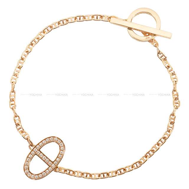 [Pre-loved] HERMES bracelet Chaine D'ancre Contour #ST Pink Gold Au750/diamonds 0.16ct W 0.6" H 0.4" 33 diamonds Rose Gold HW[LIKE NEW][Authentic]