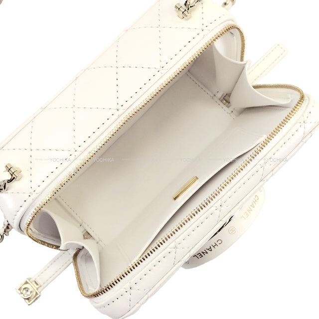 [Pre-loved] CHANEL Shoulder bag COCO mark matelasse camera bag chain with mirror Blanc (White) Lambskin Champagne Gold HW AS4817[LIKE NEW][Authentic]