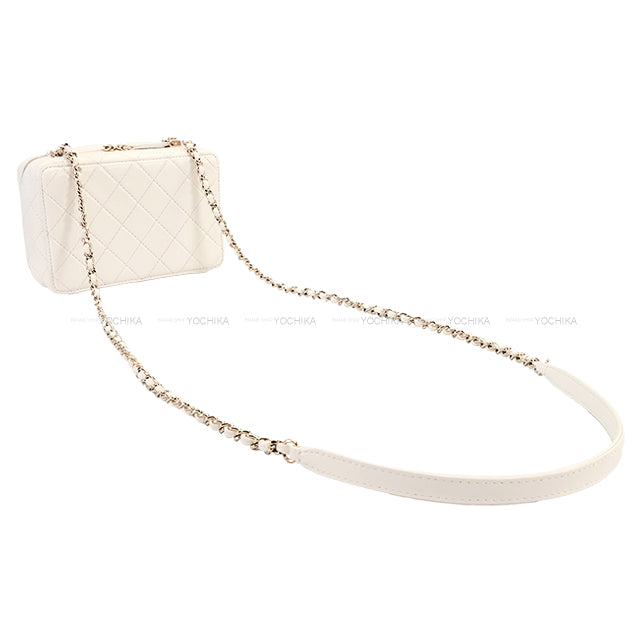 [Pre-loved] CHANEL Shoulder bag COCO mark matelasse camera bag chain with mirror Blanc (White) Lambskin Champagne Gold HW AS4817[LIKE NEW][Authentic]