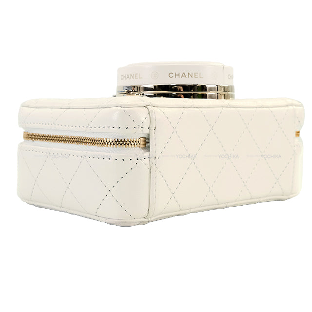 [Pre-loved] CHANEL Shoulder bag COCO mark matelasse camera bag chain with mirror Blanc (White) Lambskin Champagne Gold HW AS4817[LIKE NEW][Authentic]