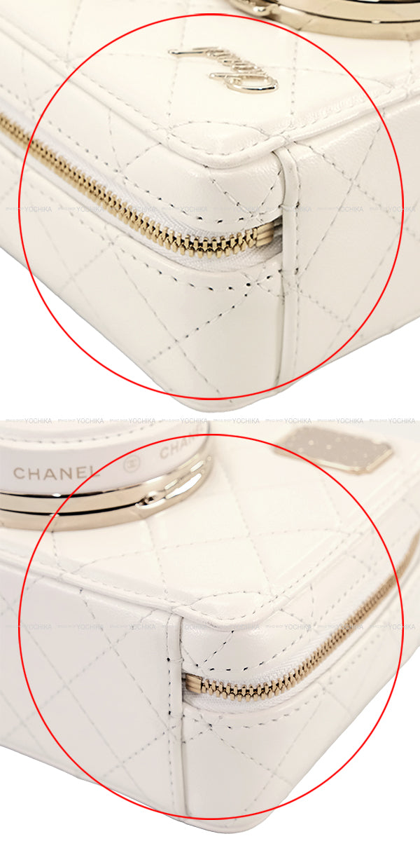 [Pre-loved] CHANEL Shoulder bag COCO mark matelasse camera bag chain with mirror Blanc (White) Lambskin Champagne Gold HW AS4817[LIKE NEW][Authentic]