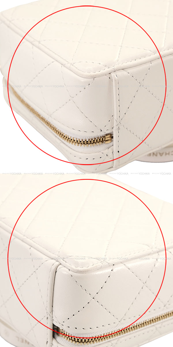 [Pre-loved] CHANEL Shoulder bag COCO mark matelasse camera bag chain with mirror Blanc (White) Lambskin Champagne Gold HW AS4817[LIKE NEW][Authentic]