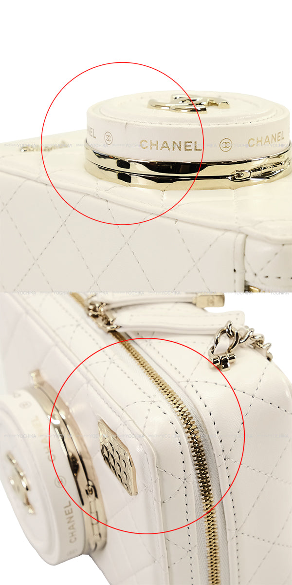 [Pre-loved] CHANEL Shoulder bag COCO mark matelasse camera bag chain with mirror Blanc (White) Lambskin Champagne Gold HW AS4817[LIKE NEW][Authentic]