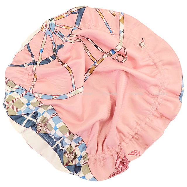 HERMES Pouch Petit H Reversible Coin Purse PM Balade Ecossaise/Dance Pacifique Multicolor Silk Diameter：13.8"[EXCELLENT][Authentic]