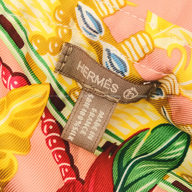 HERMES Pouch Petit H Reversible Coin Purse PM Balade Ecossaise/Dance Pacifique Multicolor Silk Diameter：13.8"[EXCELLENT][Authentic]