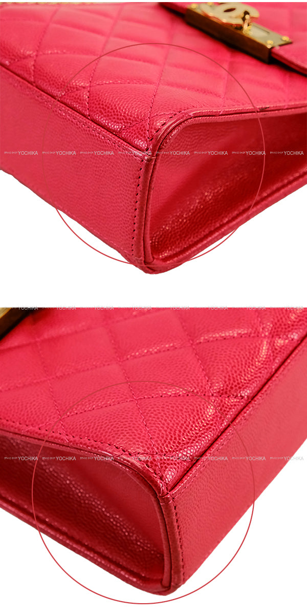 [Pre-loved] CHANEL Carrying case Phone case matelasse Coco marks Chain Rose pink Graind Calf(Caviarskin) Antique Gold HW Ａ84051[USED SA][Authentic]