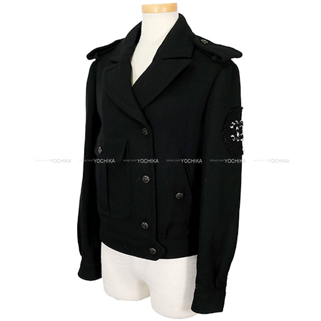 [Pre-loved] CHANEL Blouson Jacket Tweed Big coco mark blouson Noir (Black) Wool/Nylon #36 P44345[LIKE NEW][Authentic]