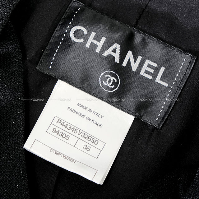 [Pre-loved] CHANEL Blouson Jacket Tweed Big coco mark blouson Noir (Black) Wool/Nylon #36 P44345[LIKE NEW][Authentic]
