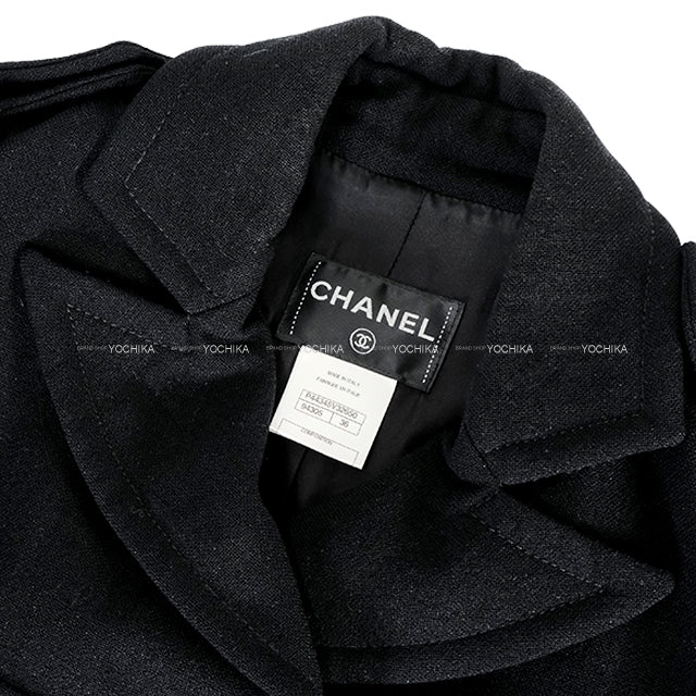 [Pre-loved] CHANEL Blouson Jacket Tweed Big coco mark blouson Noir (Black) Wool/Nylon #36 P44345[LIKE NEW][Authentic]