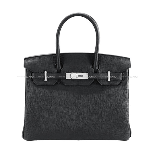 HERMES Handbag Birkin30 Noir (Black) Veau Togo Mat Silver HW Stamp K[BRAND NEW][Authentic]