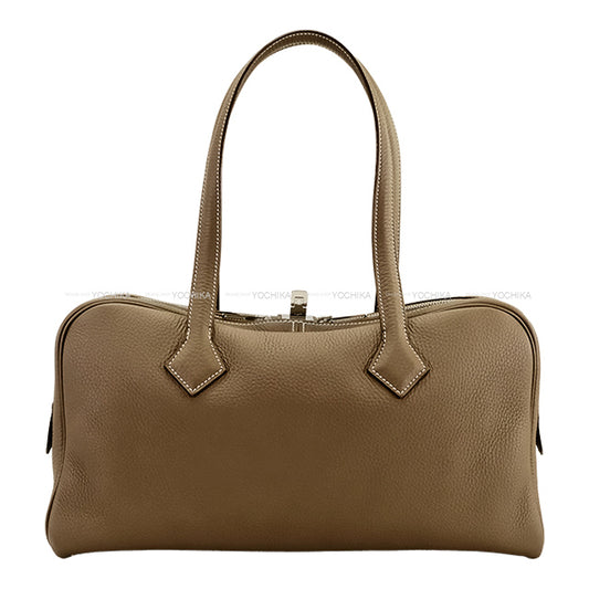 [Pre-loved] HERMES Shoulder bag Victoria Elan 38 Etoupe Taurillon Clemence Silver HW Stamp □P[LIKE NEW][Authentic]