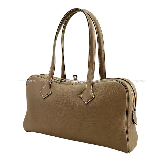 [Pre-loved] HERMES Shoulder bag Victoria Elan 38 Etoupe Taurillon Clemence Silver HW Stamp □P[LIKE NEW][Authentic]