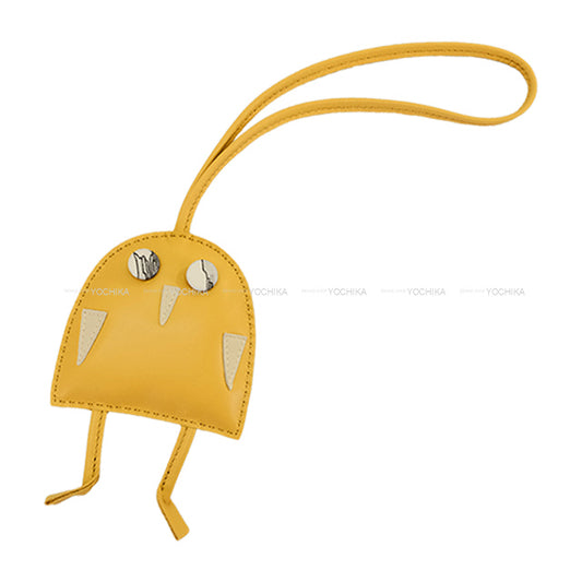HERMES bag charm Petit h Owl Curry Agneau Milo/Silk[EXCELLENT][Authentic]