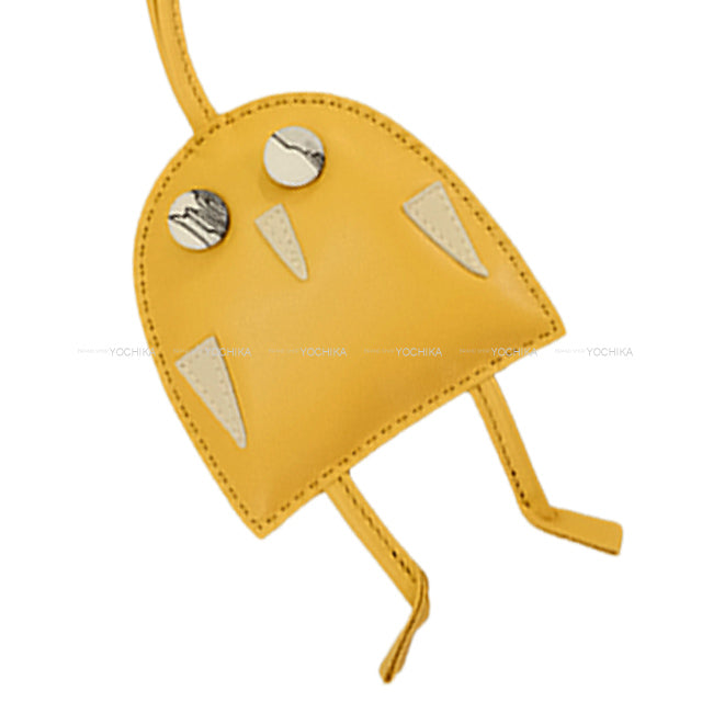 HERMES bag charm Petit h Owl Curry Agneau Milo/Silk[EXCELLENT][Authentic]