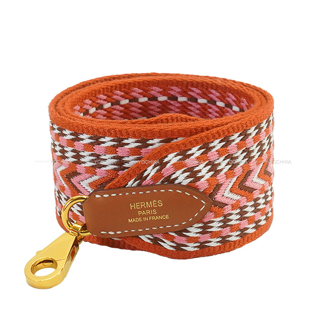 [Pre-loved] HERMES shoulder strap Bandouliere 50mm 85cm Sangles Allegro Toile/Swift Gold HW Stamp Y[LIKE NEW][Authentic]