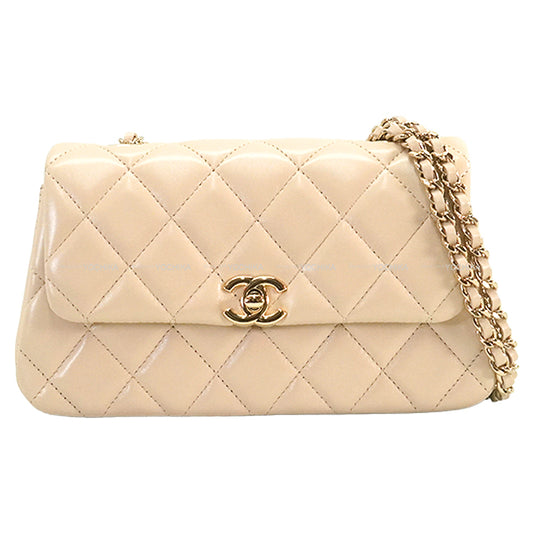 CHANEL Shoulder bag Phone Case Matelasse COCO Mark  Beige Lambskin Champagne Gold HW AP4592[BRAND NEW][Authentic]