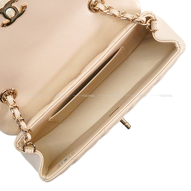 CHANEL Shoulder bag Phone Case Matelasse COCO Mark  Beige Lambskin Champagne Gold HW AP4592[BRAND NEW][Authentic]