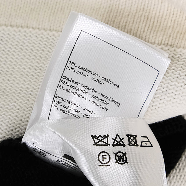 2024 Cruise CHANEL Cardigan Women's Cardigan Sequin COCO Mark Hood Star Buttons Noir (Black)/Blanc (White)/Gold Cashmere/Cotton/Polyester #50 P76581[EXCELLENT][Authentic]
