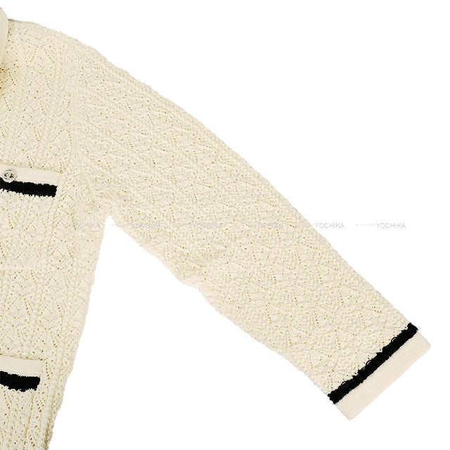 2024 Cruise CHANEL Cardigan Women's Tweed Jacket Rhinestones COCO Mark Button Cotton #42 P76869[EXCELLENT][Authentic]