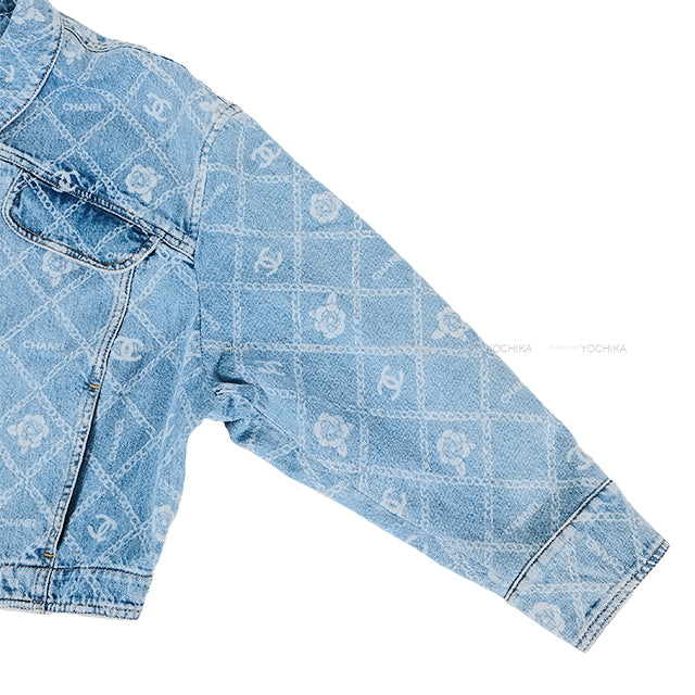 2023AW CHANEL Denim jacket Women's Camellia Matelasse Print COCO Mark Buttons Cotton #40 P75284[EXCELLENT][Authentic]
