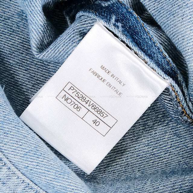 2023AW CHANEL Denim jacket Women's Camellia Matelasse Print COCO Mark Buttons Cotton #40 P75284[EXCELLENT][Authentic]