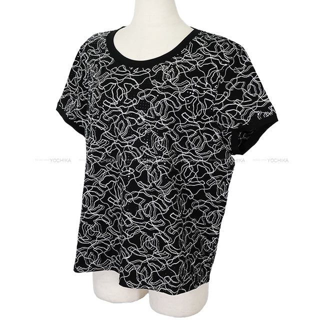 2024-2025 Cruise New CHANEL Short sleeve t shirt Ladies Glitter Noir (Black)/Blanc (White) Cotton #XL P78741[EXCELLENT][Authentic]