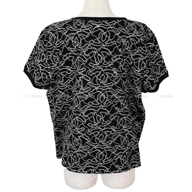 2024-2025 Cruise New CHANEL Short sleeve t shirt Ladies Glitter Noir (Black)/Blanc (White) Cotton #XL P78741[EXCELLENT][Authentic]