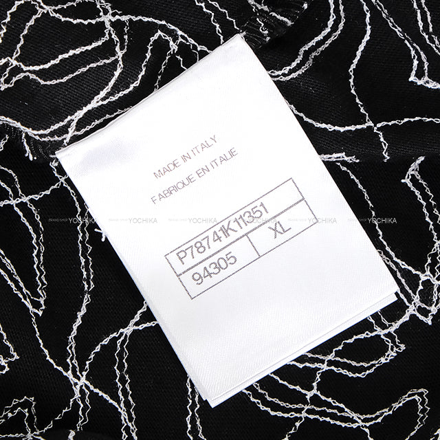 2024-2025 Cruise New CHANEL Short sleeve t shirt Ladies Glitter Noir (Black)/Blanc (White) Cotton #XL P78741[EXCELLENT][Authentic]