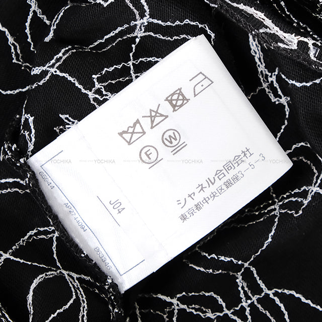 2024-2025 Cruise New CHANEL Short sleeve t shirt Ladies Glitter Noir (Black)/Blanc (White) Cotton #XL P78741[EXCELLENT][Authentic]