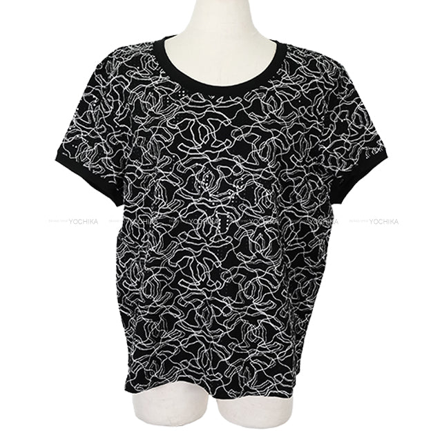 2024-2025 Cruise New CHANEL Short sleeve t shirt Ladies Glitter Noir (Black)/Blanc (White) Cotton #XL P78741[EXCELLENT][Authentic]