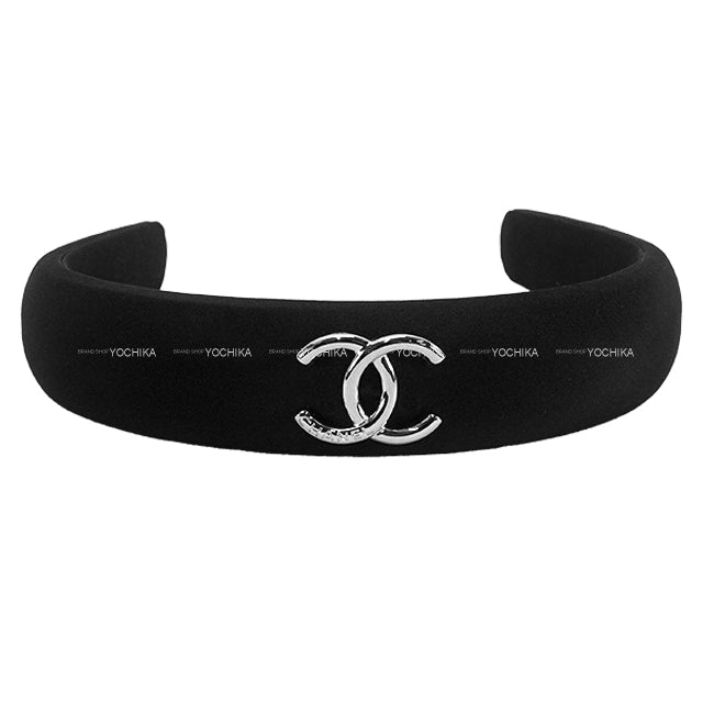 CHANEL hair accessories Headband COCO mark Noir (Black) Silver HW ABF180[EXCELLENT][Authentic]
