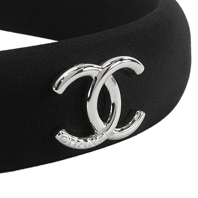 CHANEL hair accessories Headband COCO mark Noir (Black) Silver HW ABF180[EXCELLENT][Authentic]