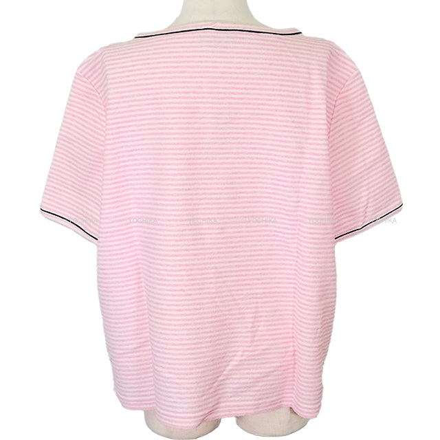 CHANEL Short sleeve t shirt Ladies LA PAUSA Border Pink/Blanc (White)/Noir (Black) Cotton/Nylon/Polyurethane #50 P60455[EXCELLENT][Authentic]