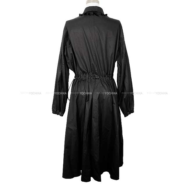 2024 AW HERMES One‐piece dress Ladies Long Flare Gum Dress Drawstring Front Zip Noir (Black) Cotton ＃42 4H0571DV[EXCELLENT][Authentic]