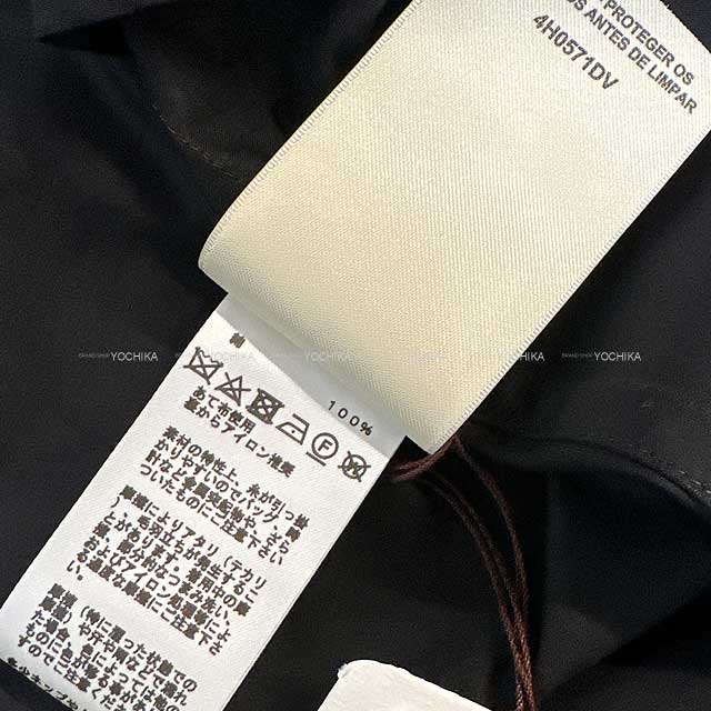 2024 AW HERMES One‐piece dress Ladies Long Flare Gum Dress Drawstring Front Zip Noir (Black) Cotton ＃42 4H0571DV[EXCELLENT][Authentic]