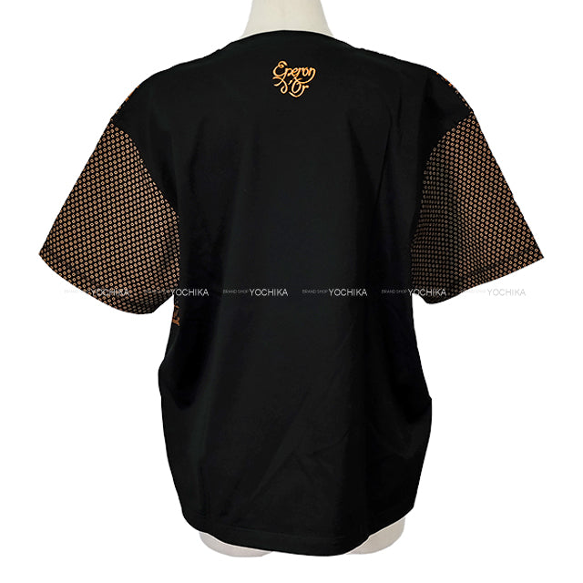 2024 SS HERMES Short sleeve t shirt Ladies Maxi Eperon d'Or Bandana Black/Orange/Blue Cotton ＃44[EXCELLENT][Authentic]