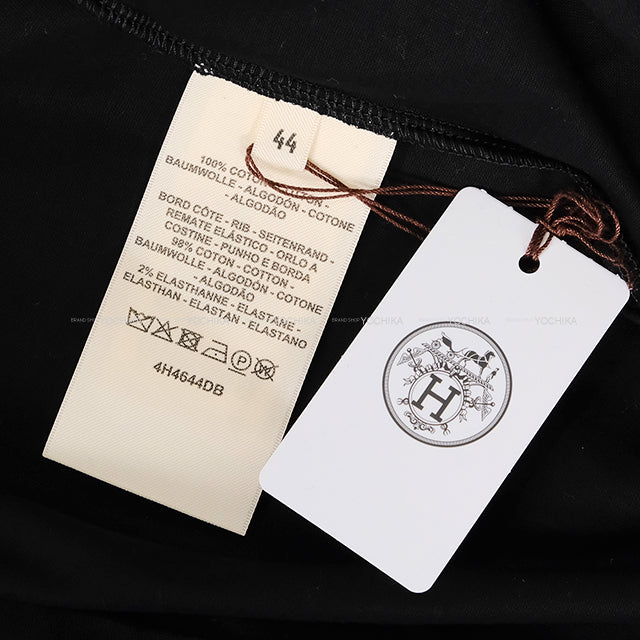 2024 SS HERMES Short sleeve t shirt Ladies Maxi Eperon d'Or Bandana Black/Orange/Blue Cotton ＃44[EXCELLENT][Authentic]