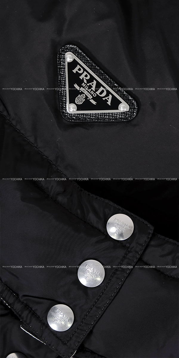 [Pre-loved] 2024 AW PRADA Down vest Re-Nylon Hooded Black/Sand Nyron #42 29Y134[LIKE NEW][Authentic]