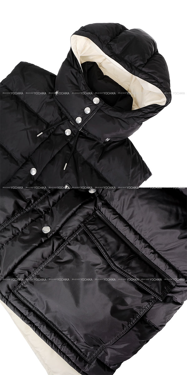 [Pre-loved] 2024 AW PRADA Down vest Re-Nylon Hooded Black/Sand Nyron #42 29Y134[LIKE NEW][Authentic]