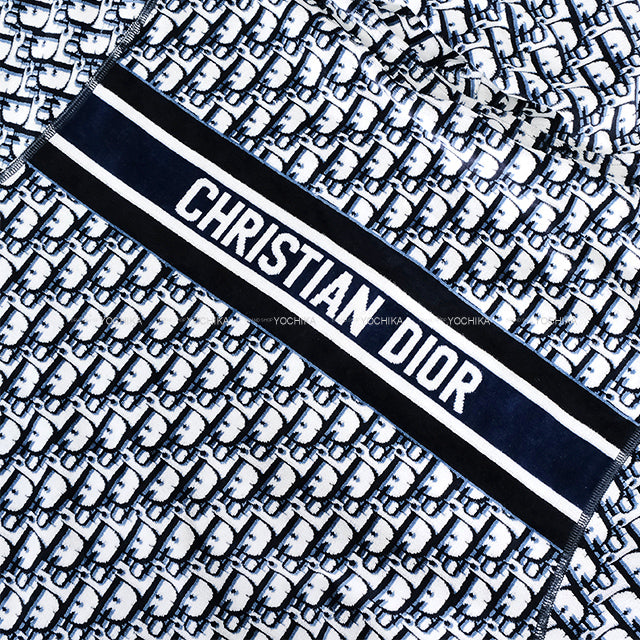 Dior Hooded sweatshirt Oblique Short-Sleeve Sweatshirt Navy/Blanc (White) Velvet/Cotton jersey #S 243G30A4022[EXCELLENT][Authentic]