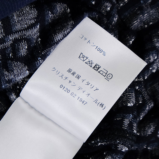 Dior Hooded sweatshirt Oblique Short-Sleeve Sweatshirt Navy/Blanc (White) Velvet/Cotton jersey #S 243G30A4022[EXCELLENT][Authentic]
