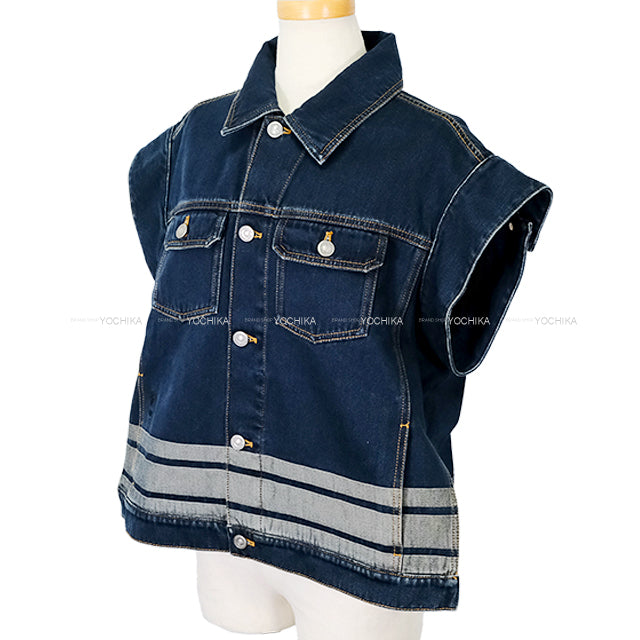 Dior Denim jacket Denim Couture French Sleeves with Side Slit Navy Cotton #44 412V19A3394[EXCELLENT][Authentic]